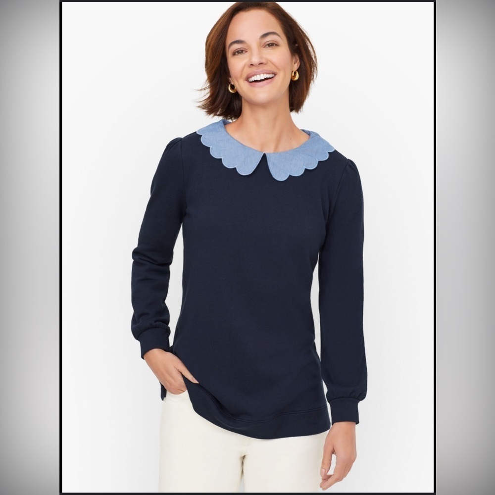 Talbots Navy Sweater with Blue Collar size SP
